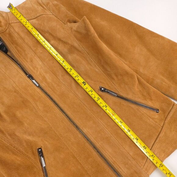 BERNARDO Suede Leather Tailored Biker Jacket Old Money Clean Girl Moto Western - Picture 4 of 9